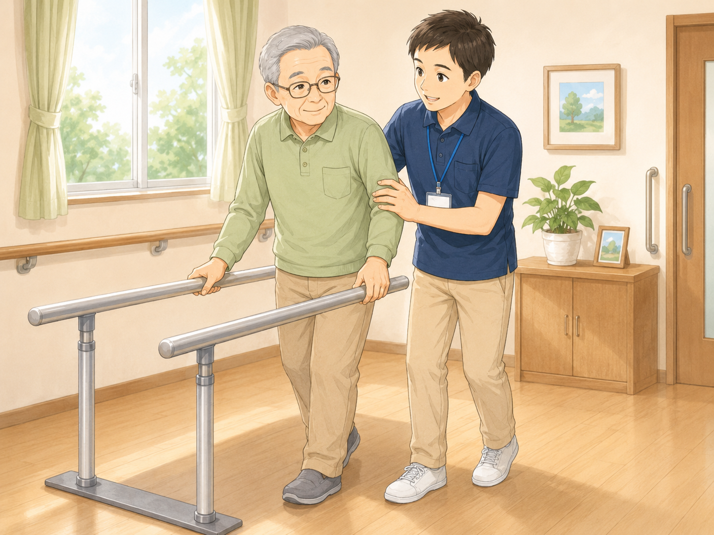 記録を入力するスタッフ